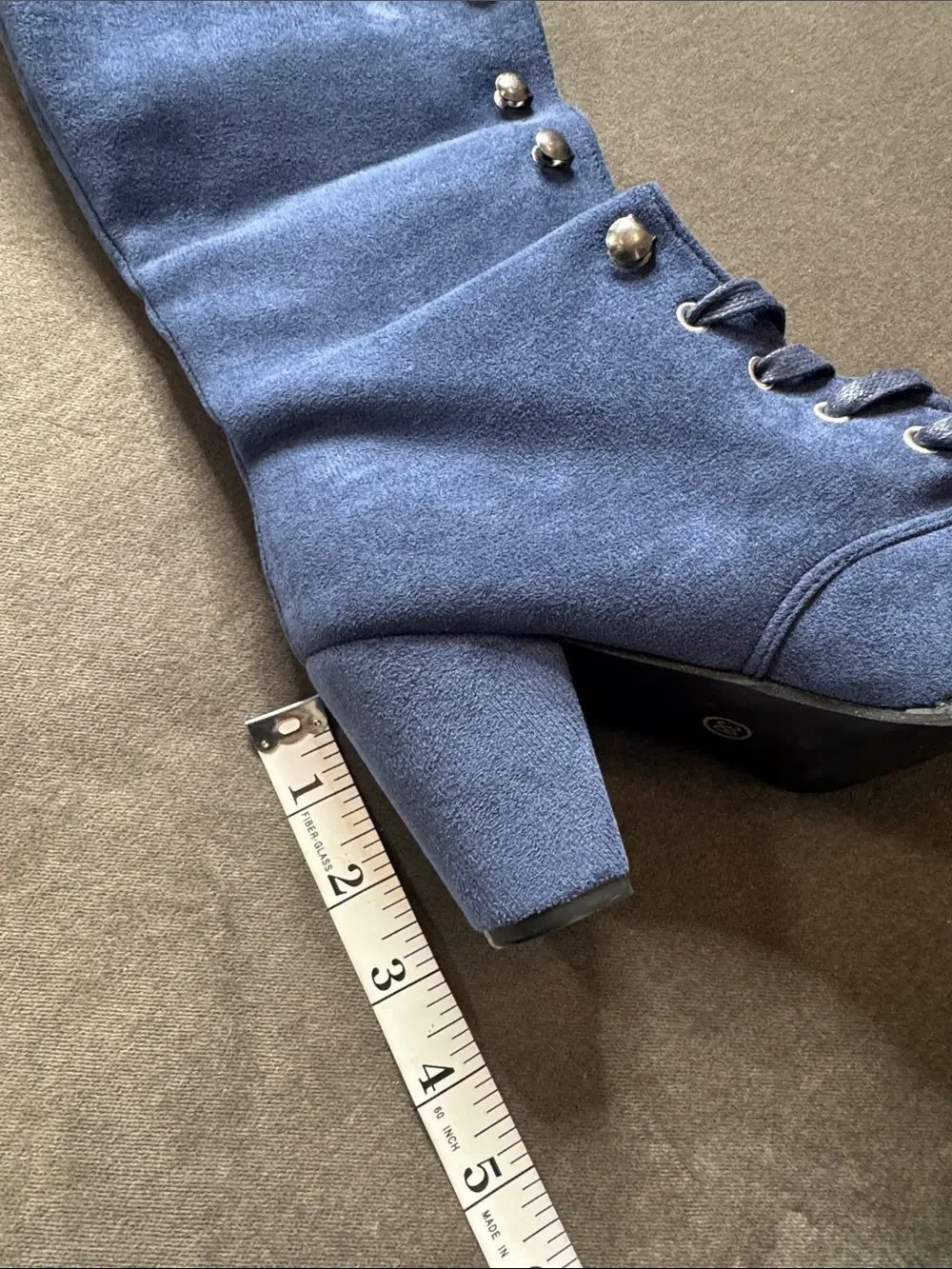 Tall Blue Faux Suede Lace-Up Women’s Boots Size 7 (38) NEW